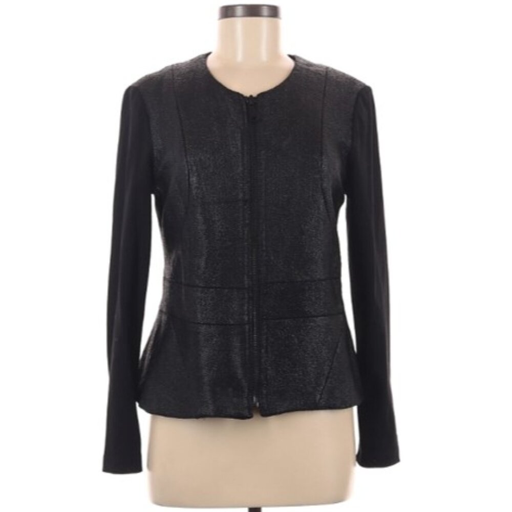 Drew zip up faux leather black jacket / blazer